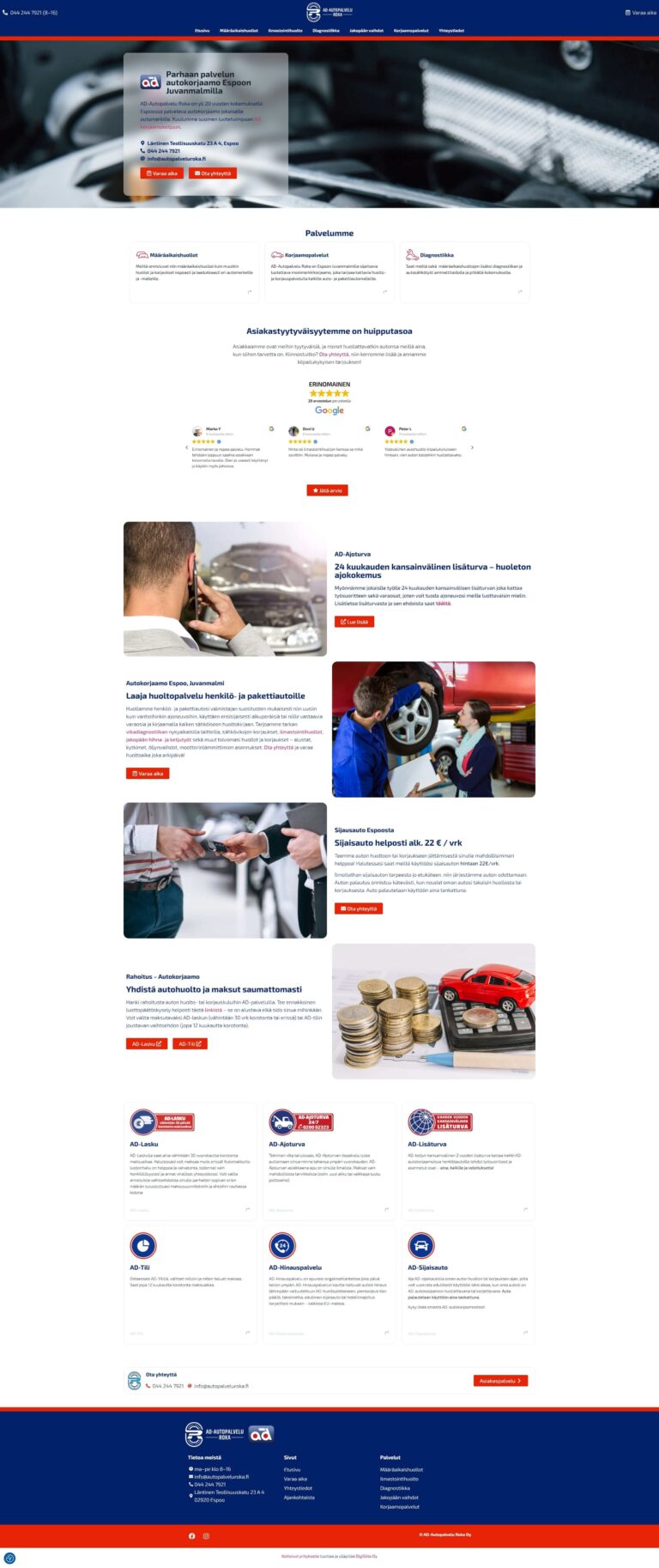 verkkosivut yritykselle autopalvelu roka tietokone