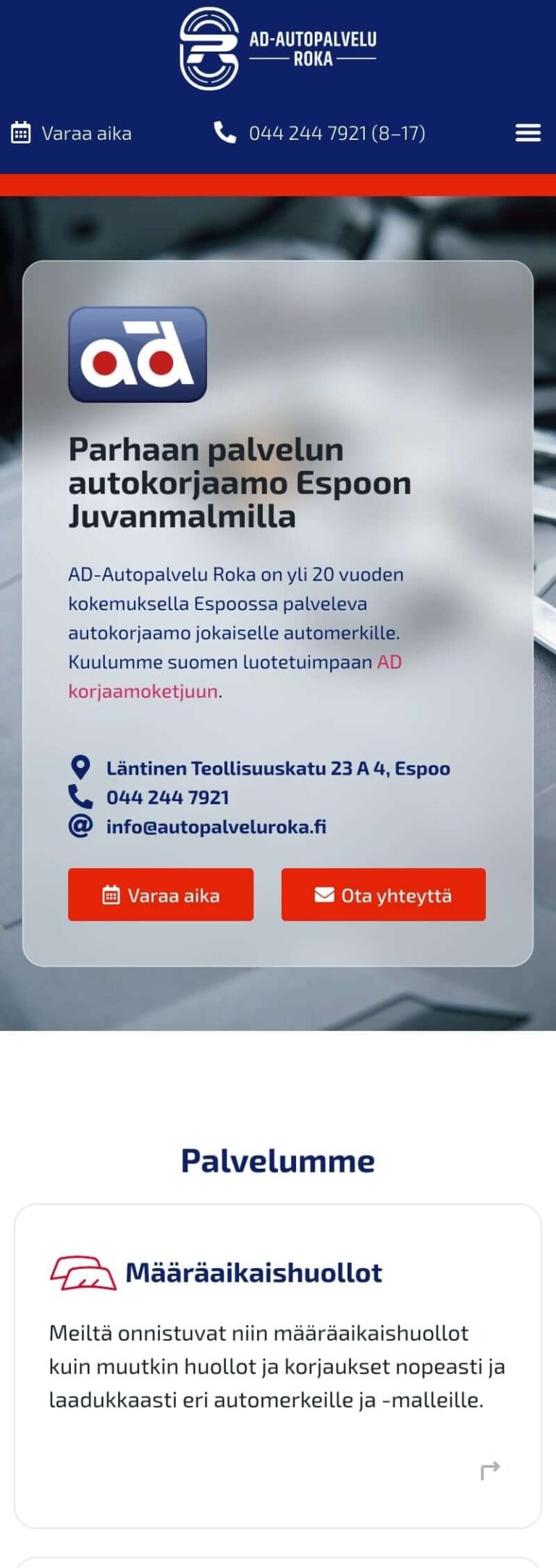 verkkosivut yritykselle autopalvelu roka mobiili