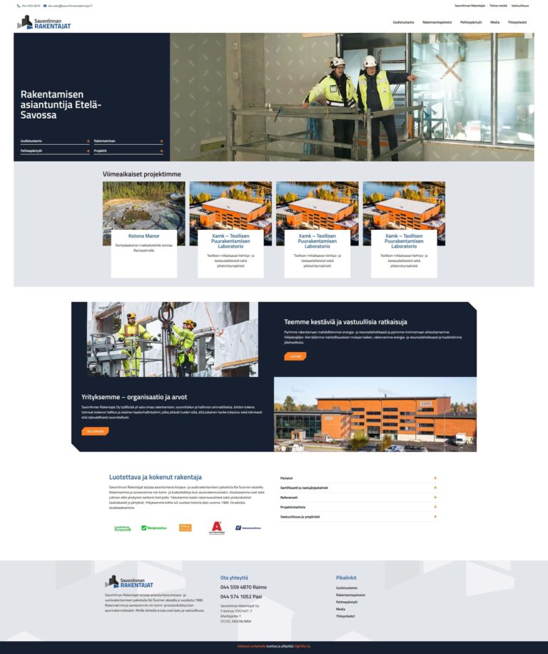 verkkosivut yritykselle savonlinnan rakentajat tietokone