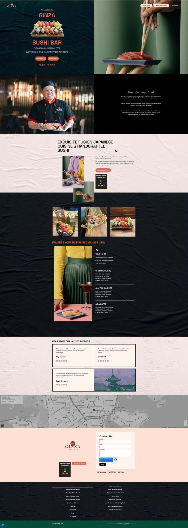 verkkosivut yritykselle ginza sushibar tietokone