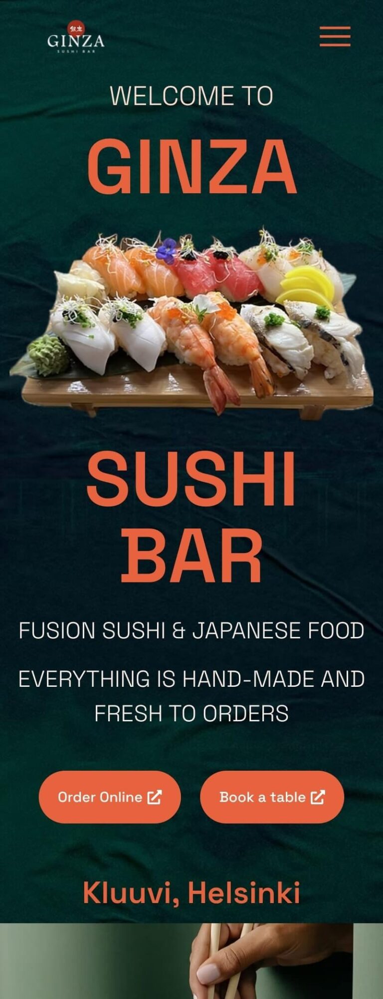 verkkosivut yritykselle ginza sushibar mobiili
